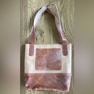 Elegant Tan and Brown Leather Tote Bag